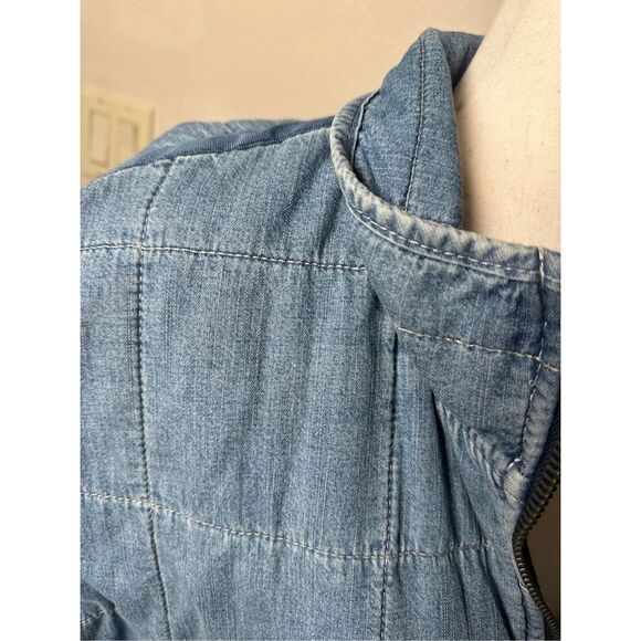 Free People Quilted Denim Dolman  Cali Indigo Sz Large - Picture 6 of 11